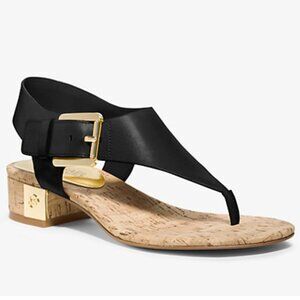 MICHAEL Michael Kors London T-Strap City Leather Sandals Women's Size 7